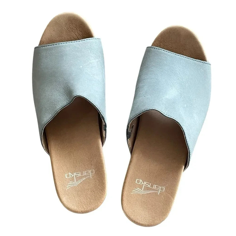 DANSKO Maci Women's Size 37/US 7 Light Blue Suede Leather Open Toe Mule Slides - Picture 9 of 9